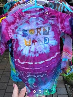 Garanimals Tie-Dye "Born Wild" Baby Longsleeve ONESIE - BLUE & Purple